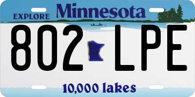 MN license plate 802LPE
