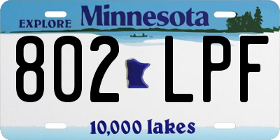 MN license plate 802LPF