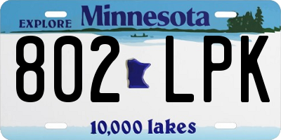 MN license plate 802LPK