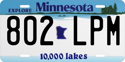 MN license plate 802LPM