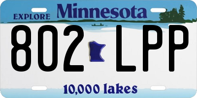 MN license plate 802LPP