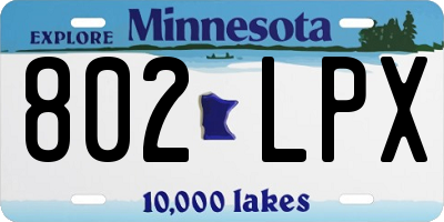 MN license plate 802LPX