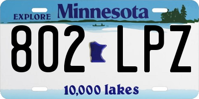 MN license plate 802LPZ