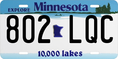 MN license plate 802LQC