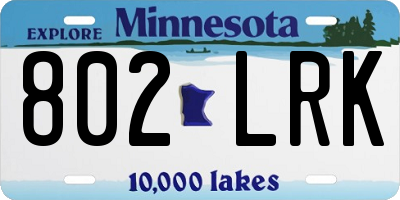 MN license plate 802LRK
