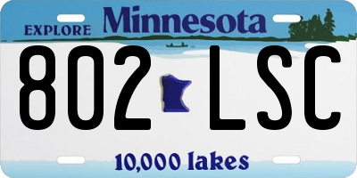 MN license plate 802LSC