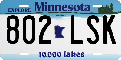 MN license plate 802LSK