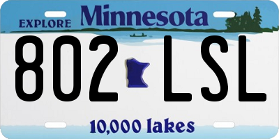 MN license plate 802LSL