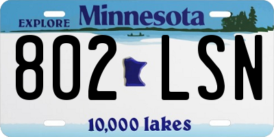 MN license plate 802LSN