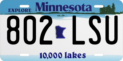 MN license plate 802LSU