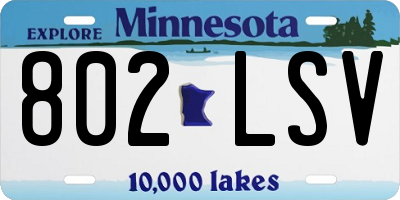 MN license plate 802LSV