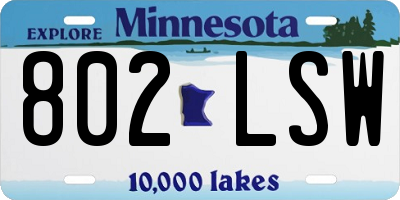 MN license plate 802LSW