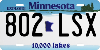 MN license plate 802LSX