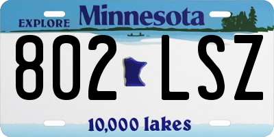 MN license plate 802LSZ