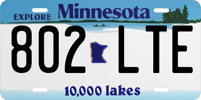 MN license plate 802LTE