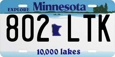 MN license plate 802LTK