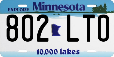 MN license plate 802LTO