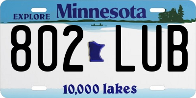 MN license plate 802LUB