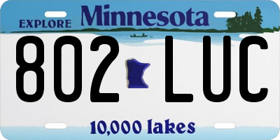 MN license plate 802LUC