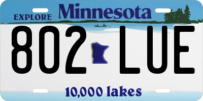 MN license plate 802LUE