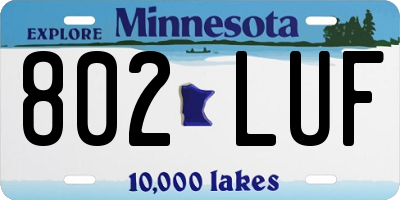 MN license plate 802LUF