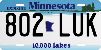 MN license plate 802LUK