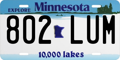 MN license plate 802LUM