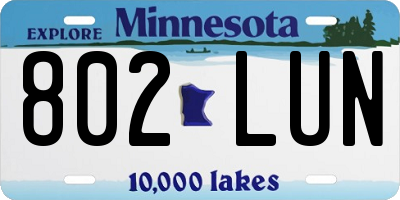 MN license plate 802LUN