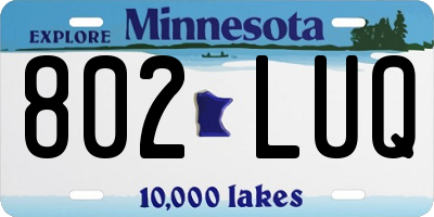 MN license plate 802LUQ