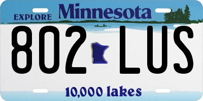 MN license plate 802LUS