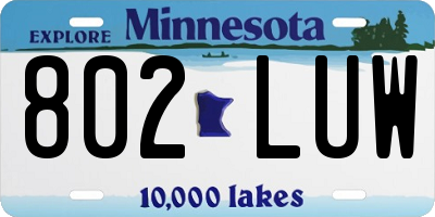 MN license plate 802LUW
