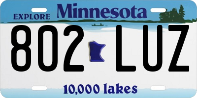 MN license plate 802LUZ