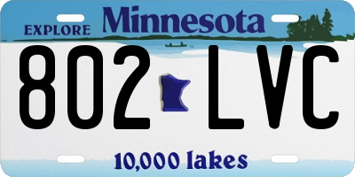 MN license plate 802LVC