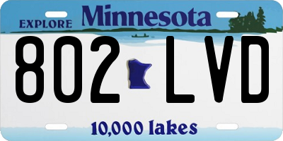 MN license plate 802LVD