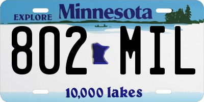 MN license plate 802MIL