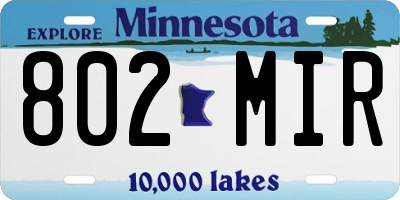 MN license plate 802MIR
