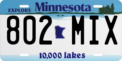 MN license plate 802MIX