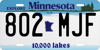 MN license plate 802MJF