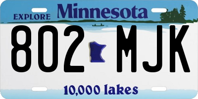 MN license plate 802MJK