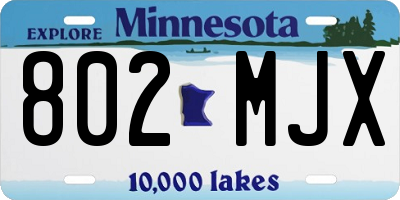 MN license plate 802MJX