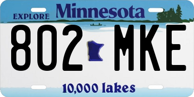 MN license plate 802MKE