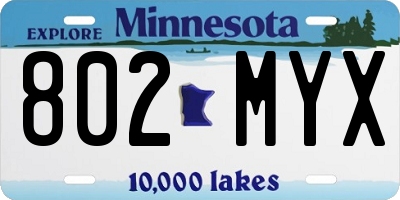 MN license plate 802MYX