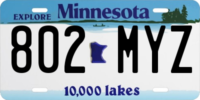 MN license plate 802MYZ