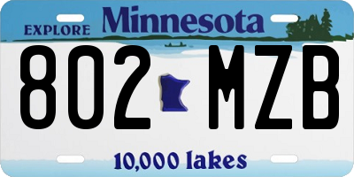 MN license plate 802MZB