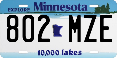 MN license plate 802MZE