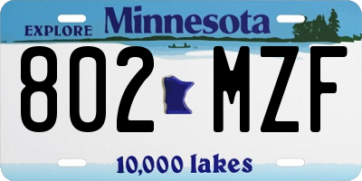 MN license plate 802MZF