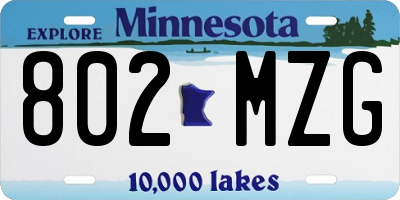 MN license plate 802MZG