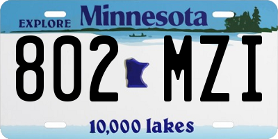 MN license plate 802MZI