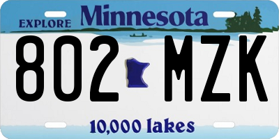 MN license plate 802MZK