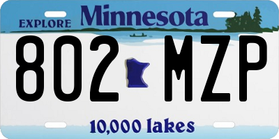 MN license plate 802MZP
